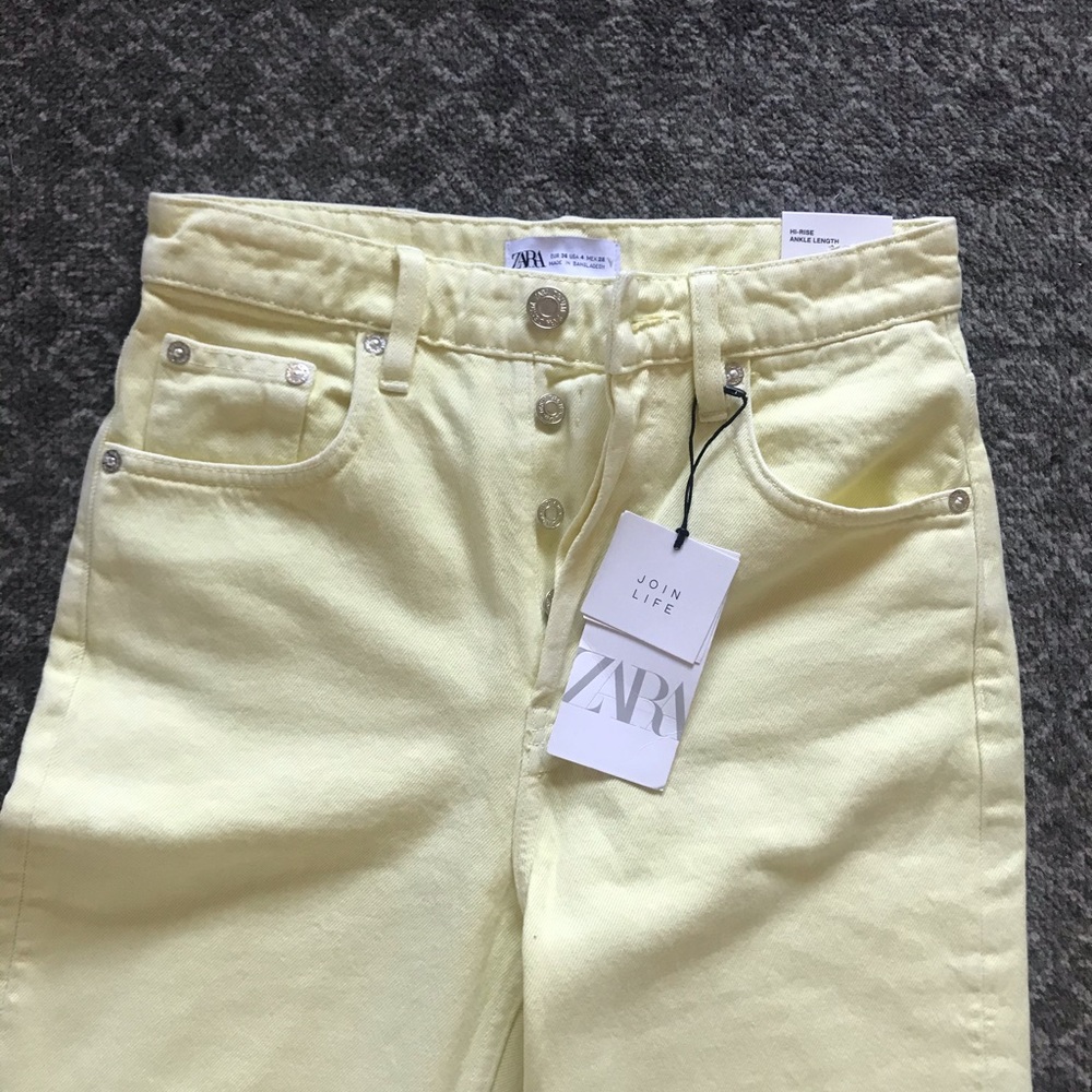 Zara straight leg, yellow jeans
